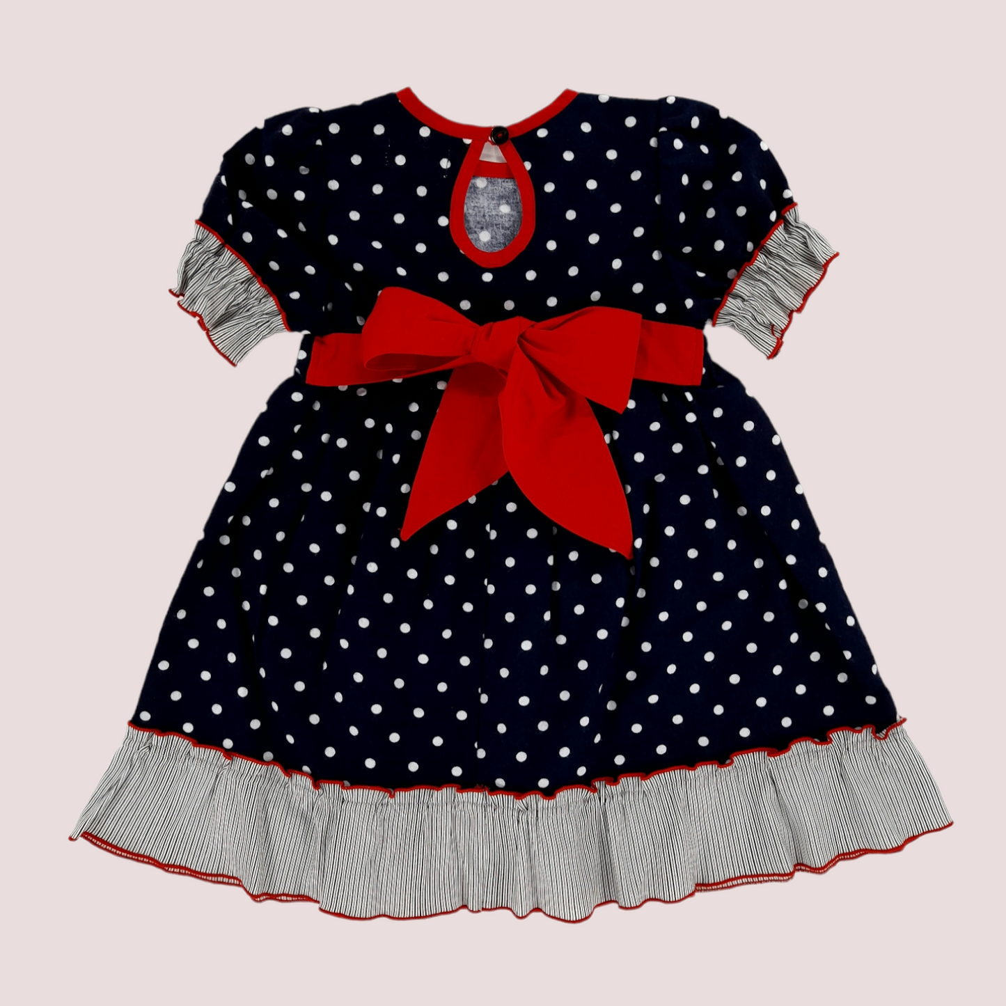 STYLE ROSE Navy and White Polka Dot Summer Toddler Girl Dress