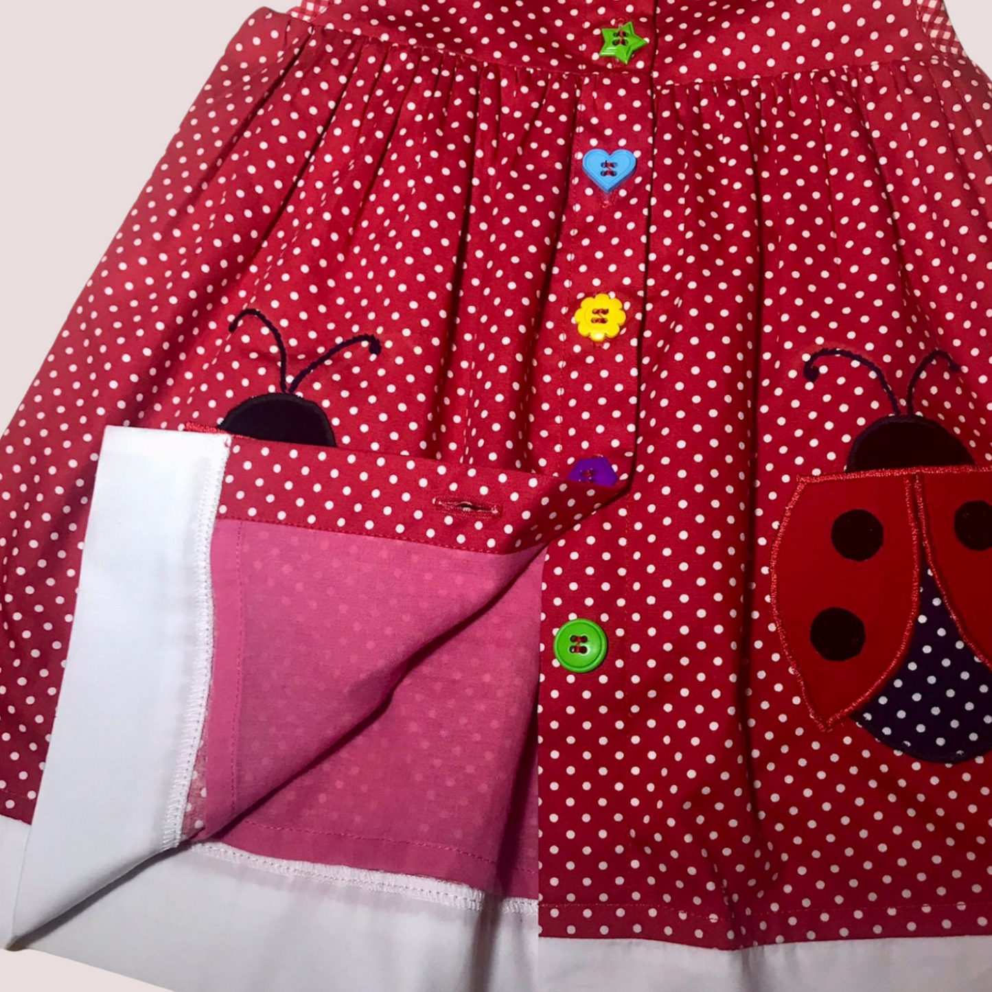 STYLE SELENA Red Ladybird Design Cotton Poplin Summer Baby Girl Dress