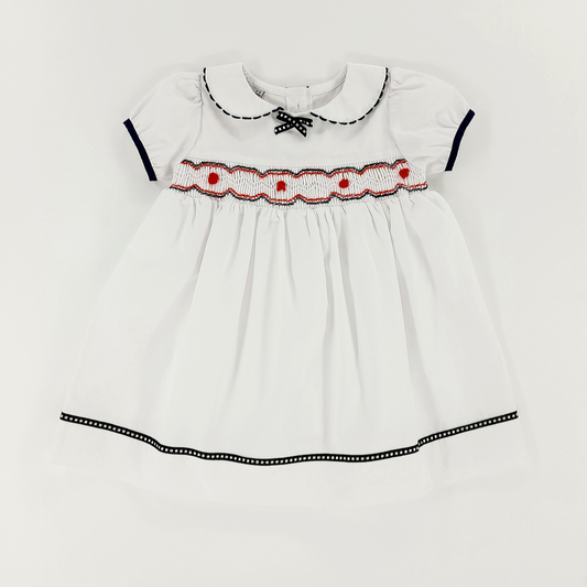 STYLE MARTA White Hand Smocked Toddler Girl Dress