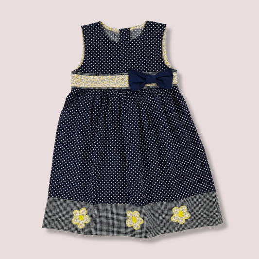 STYLE SANDRA Navy and White Polka Dot Toddler Girl Dress