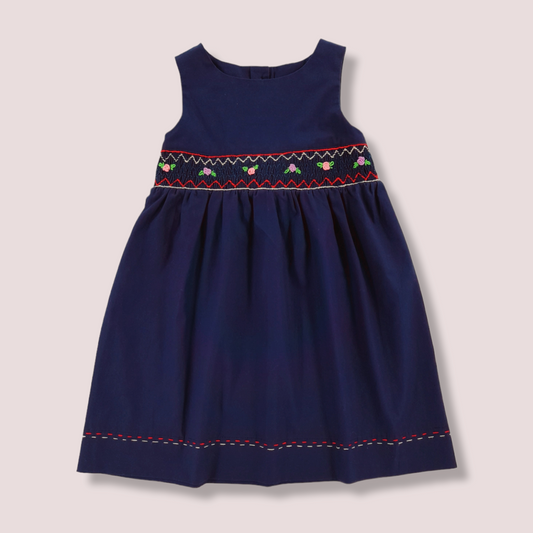 STYLE ROSA Navy Hand Smocked Toddler Girl Dress