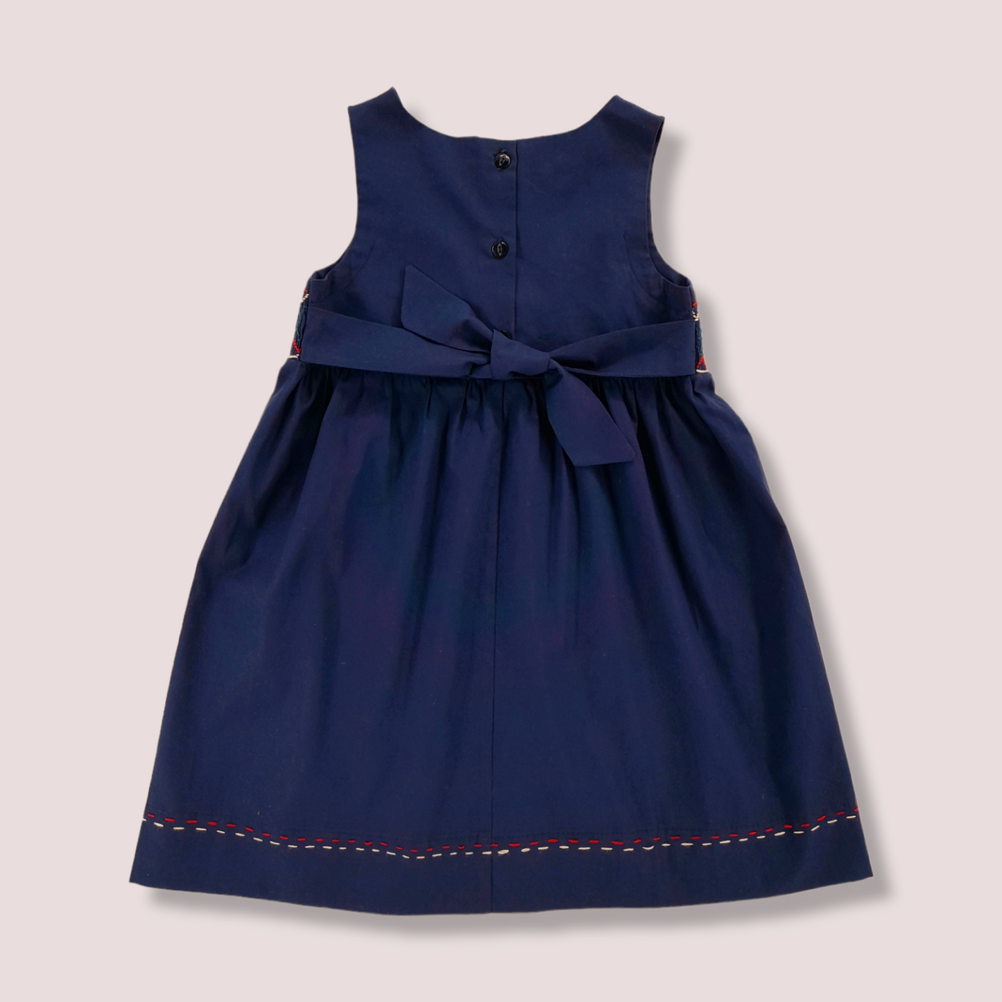 STYLE ROSA Navy Hand Smocked Toddler Girl Dress