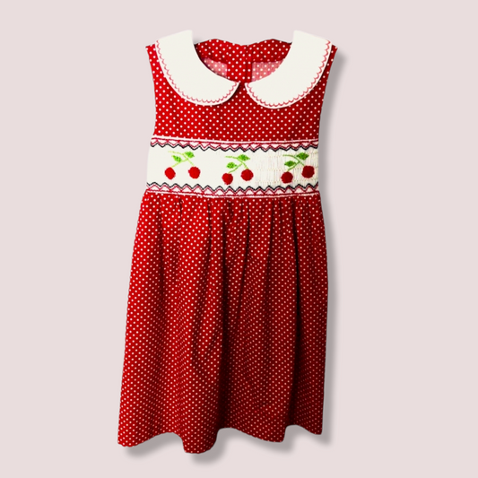 STYLE MAYA Red and White Polka Dot Toddler Girl Dress