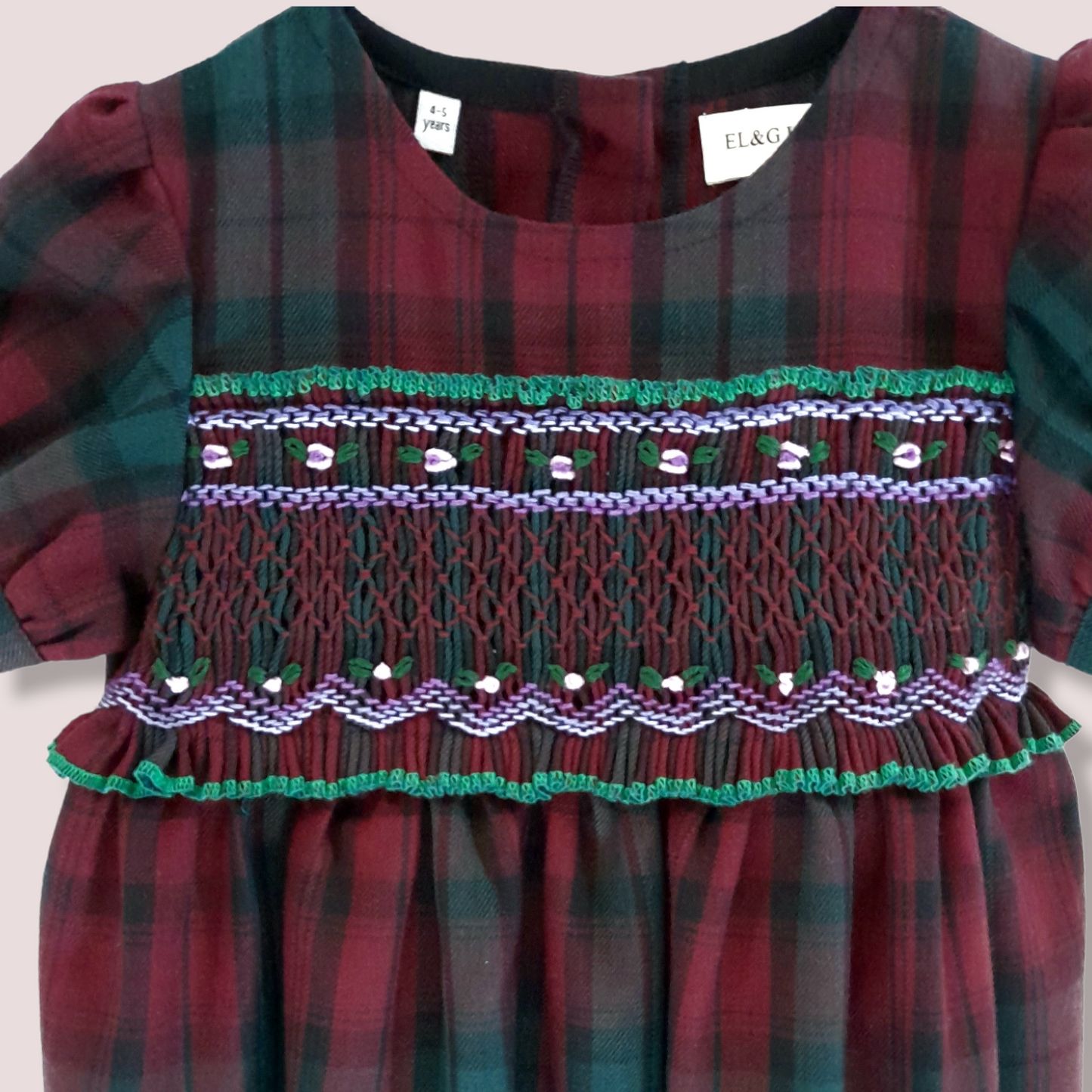 STYLE PATRICIA Red and Green Plaid Hand Smocked Toddler Girl Dress