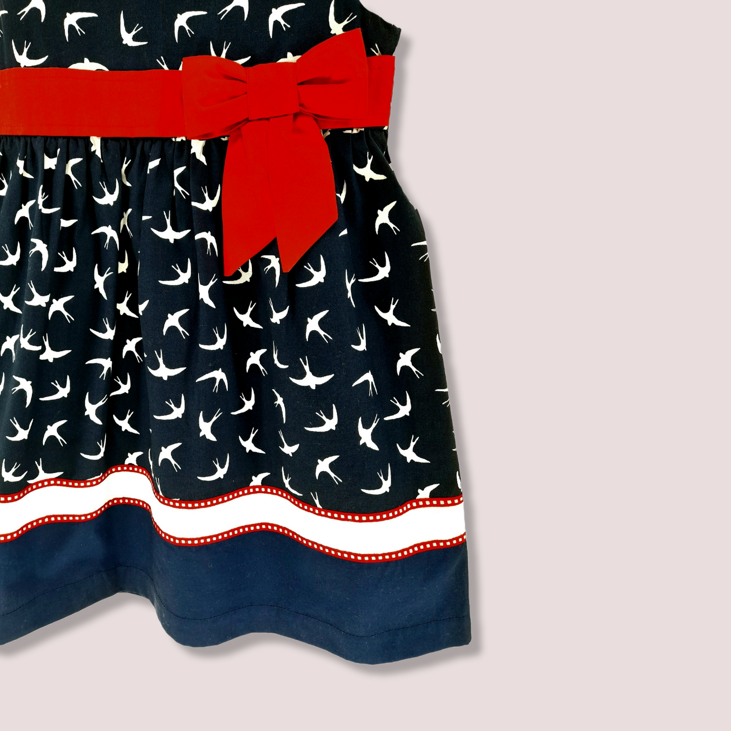 STYLE LOLA Navy and White Bird Printed Toddler Girl Dress