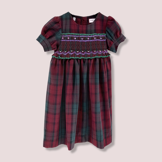 STYLE PATRICIA Red and Green Plaid Hand Smocked Toddler Girl Dress