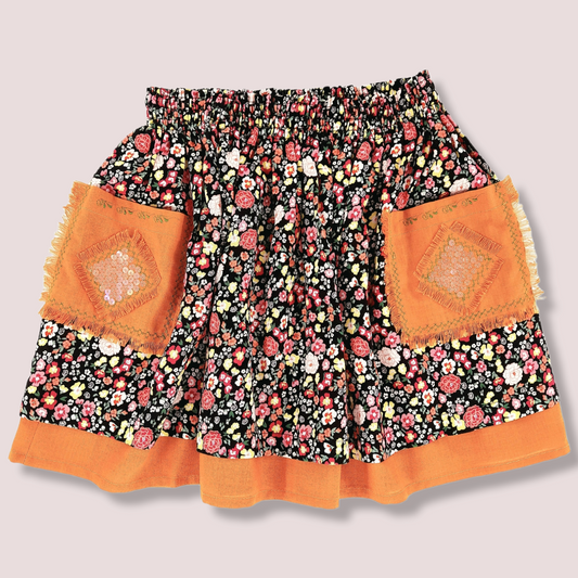 STYLE LILY Linen and Viscose Floral Toddler Girls Skirt