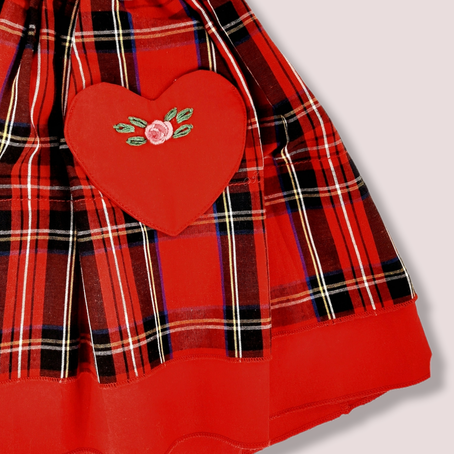 STYLE ANNA Red Plaid Hand Embroidered Toddler Girl Skirt